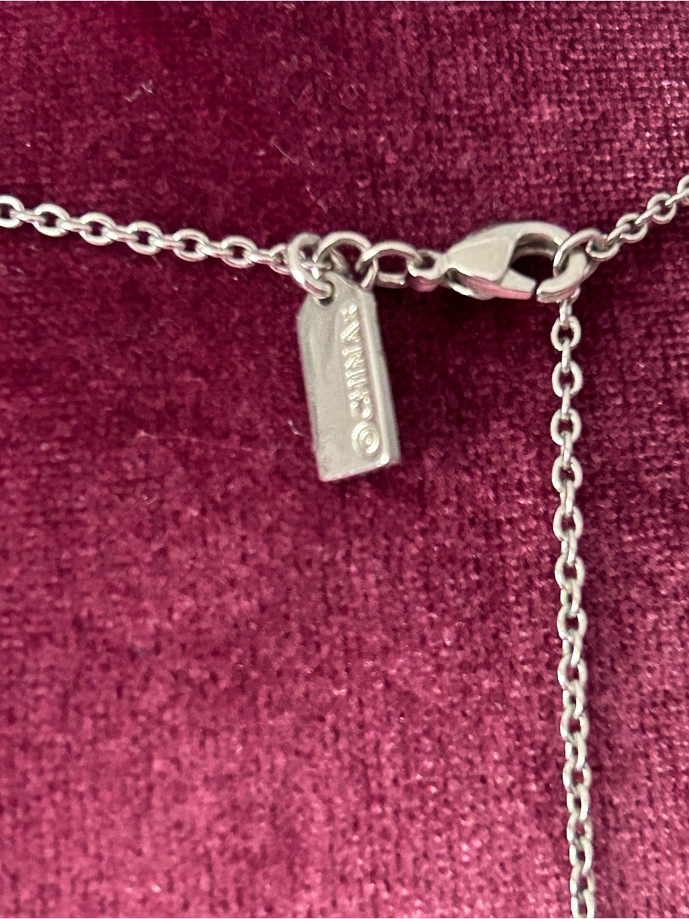 Coach Signature C Disc Pendant Necklace Pave Crystals - Picture 4 of 11